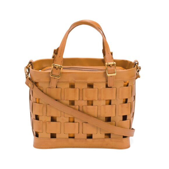AMERILEATHER Brown Leather Dorgon Latigo Basket Handbag
